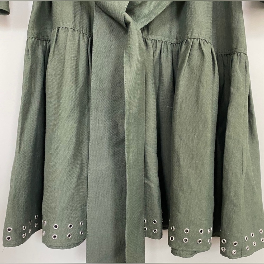 Derek Lam 10 Crosby Olive Green Grommet Hem Mini Dress sz 4 - Picture 12 of 14